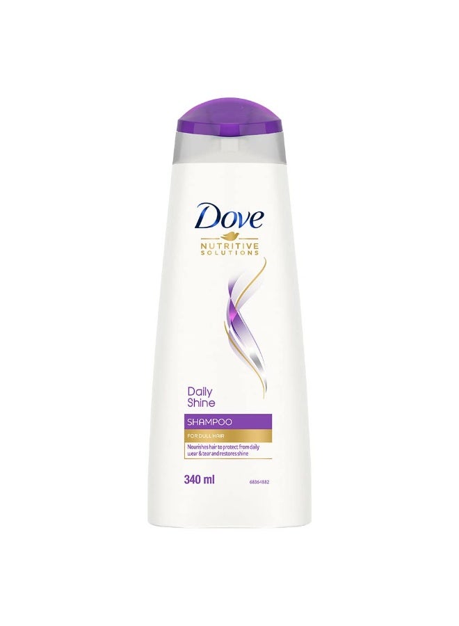 Dove Cream Bathing Beauty Bar with 1/4 Moisturising Cream For Soft, Smooth, Glowing Skin, 125 g (Pack of 8), White & Dove Daily Shine Shampoo 340 ml - Image 4
